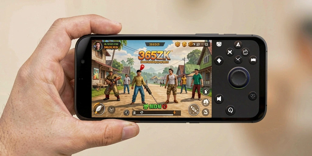 Tampilan gameplay <strong>365ZK</strong> yang menampilkan interaksi karakter dan lingkungan.