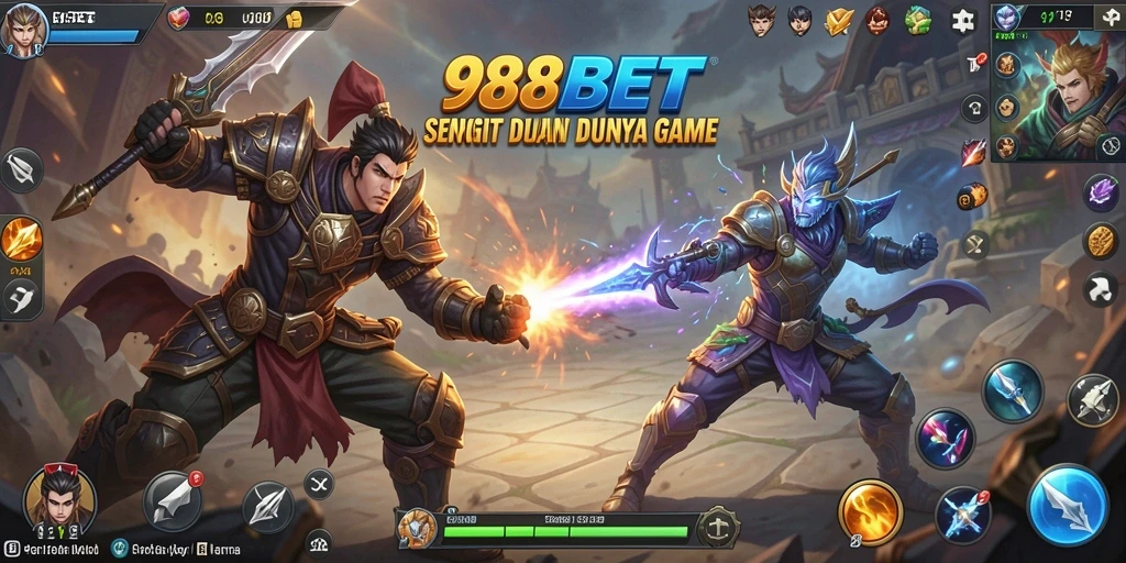Tampilan aksi mendebarkan dari 988BET saat karakter bertarung.