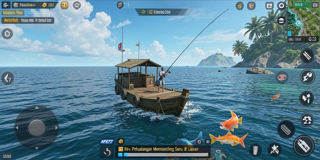 Gameplay memancing yang mendebarkan dan menarik di AFK77.