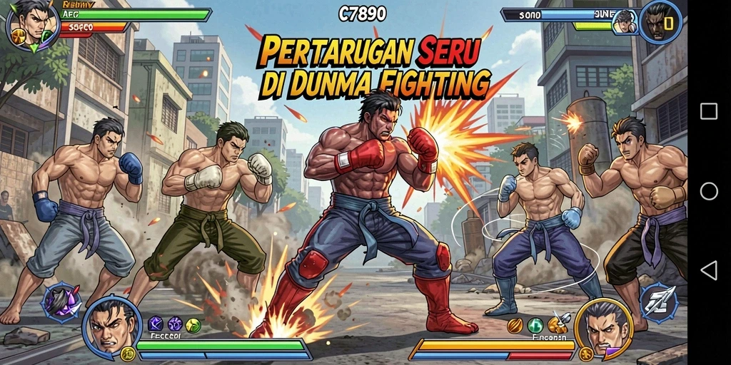 Gambar menampilkan pertarungan intens dalam C7890 dengan aksi memukau.
