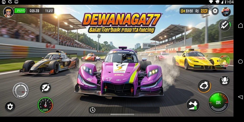Screenshot gameplay DEWANAGA77 yang menampilkan aksi balap seru.