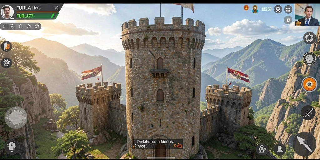 Tangkapan layar menampilkan aksi mendebarkan dalam FURLA77 Tower Defense.