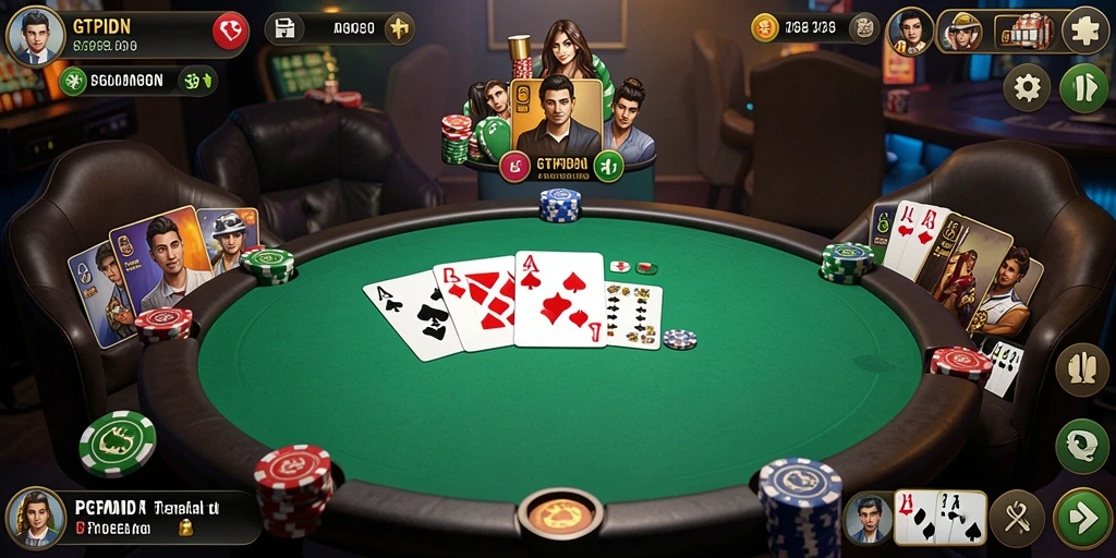 Screenshot gameplay GTPIDN menunjukkan keseruan bermain poker.