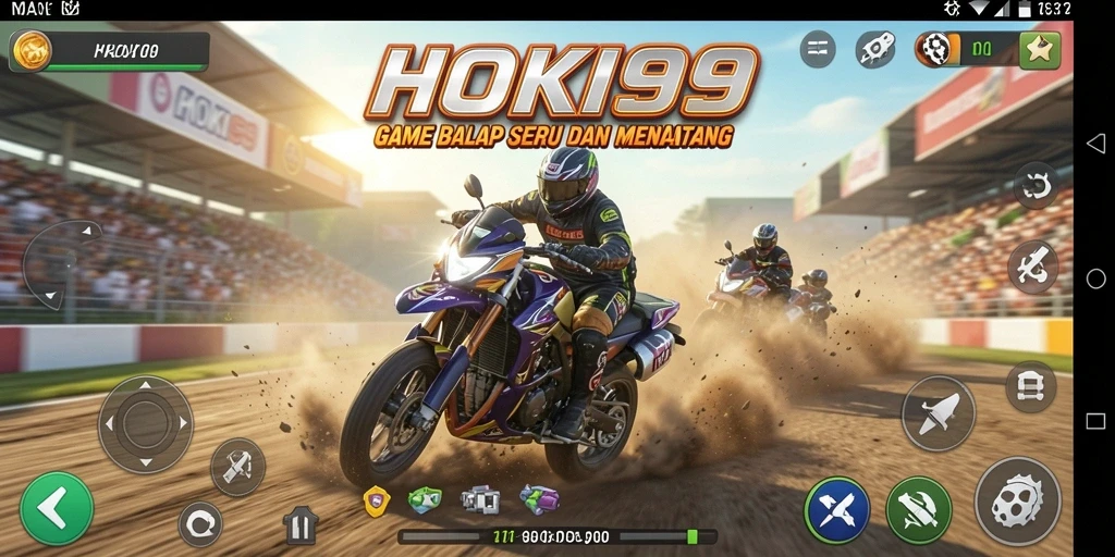 Screenshot gameplay HOKI99 yang menunjukkan aksi balap seru.