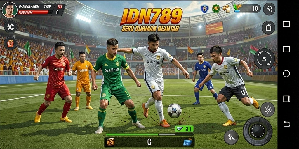 Tampilan gameplay seru dalam IDN789 dengan aksi olahraga menarik.
