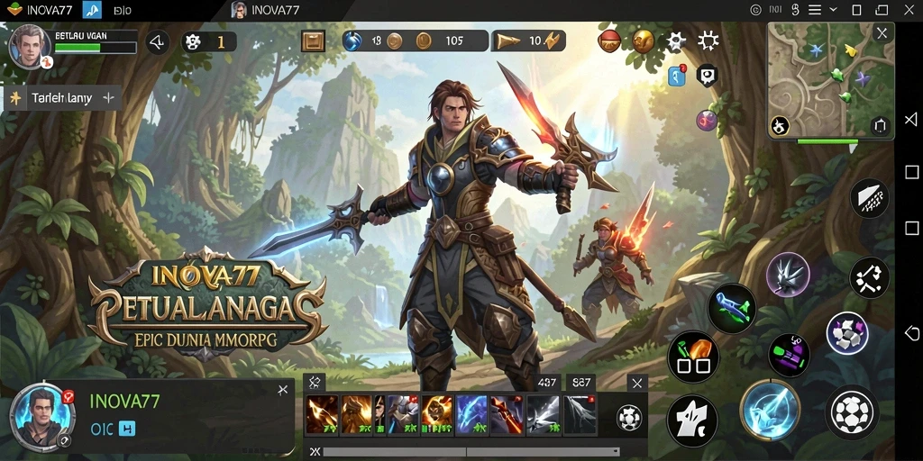 Screenshot gameplay INOVA77 menunjukkan aksi petualangan yang mendebarkan.