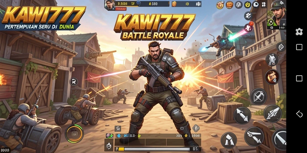 Gameplay seru KAWI777 di arena Battle Royale.