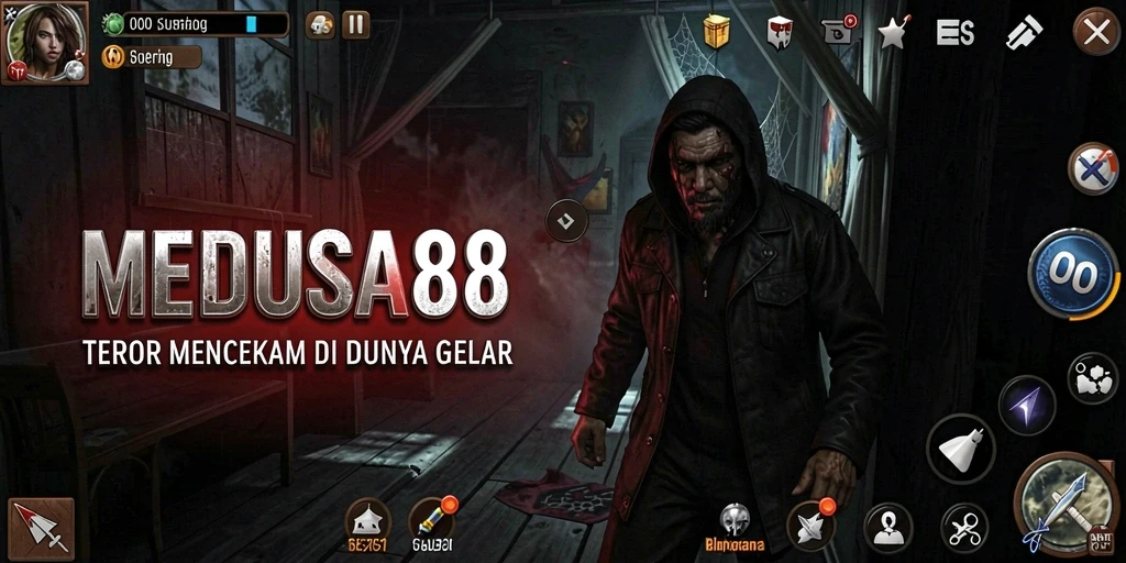 Gameplay <strong>MEDUSA88</strong> menunjukkan suasana horor yang mencekam dan menegangkan.