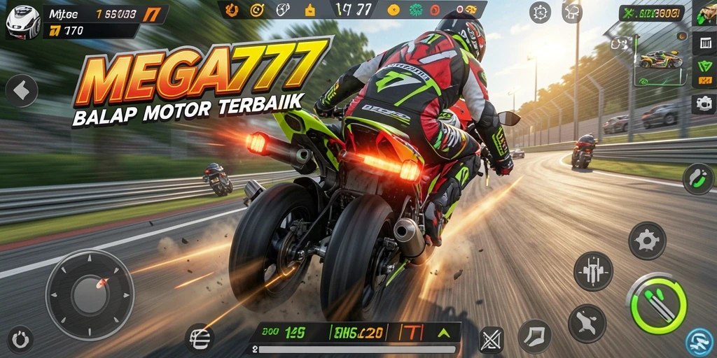 Tampilan menarik dari gameplay balapan motor di MEGA777.