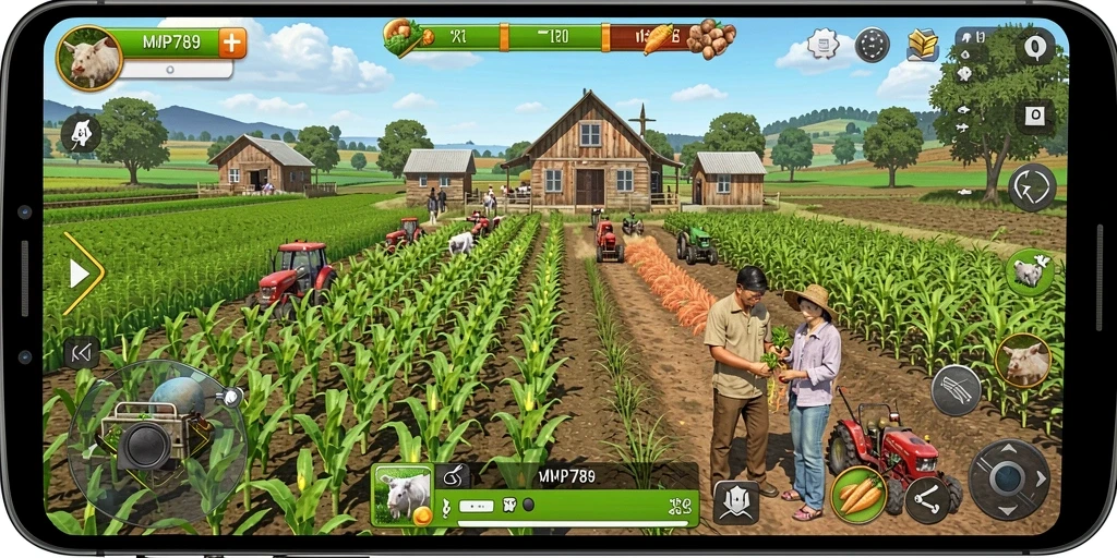 Screenshot gameplay <strong>MVP789</strong> yang menampilkan kebun yang indah.
