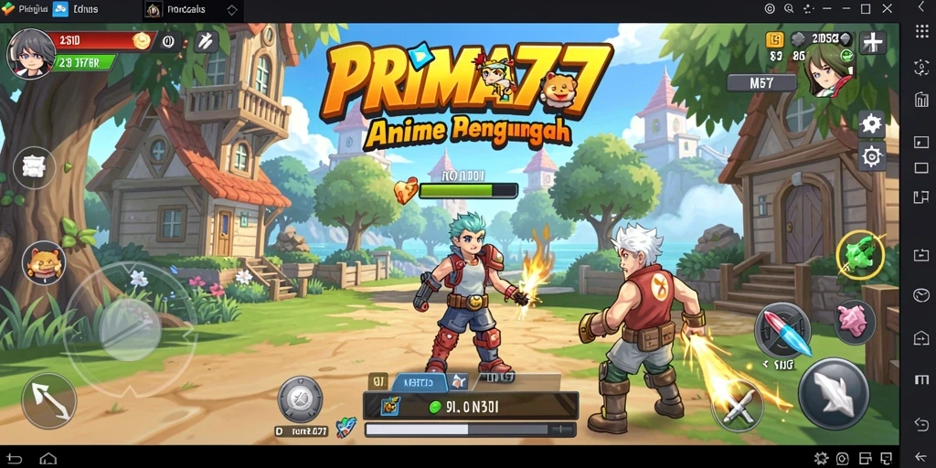 Screenshot gameplay PRIMA77 menampilkan karakter Anime yang penuh aksi.