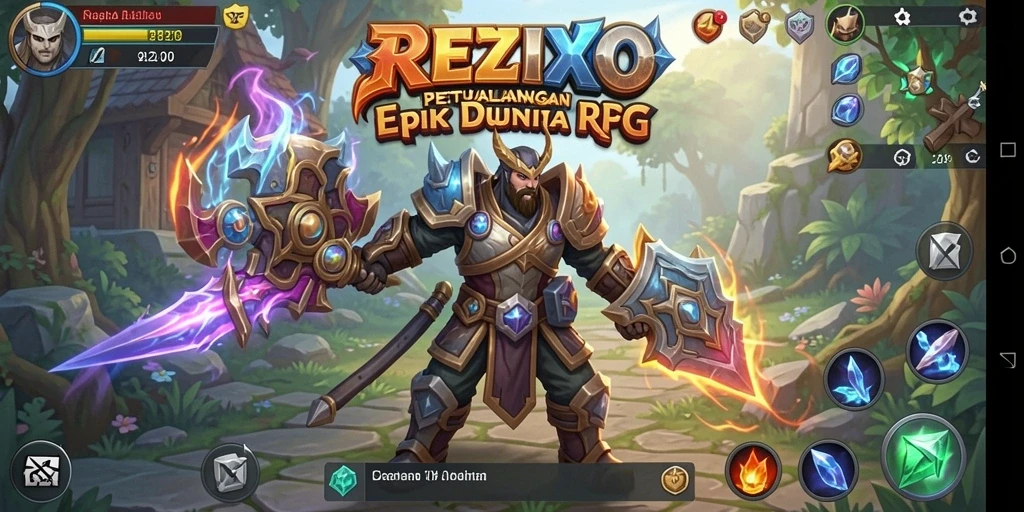Screenshot REZIXO menampilkan aksi seru dalam gameplay RPG.