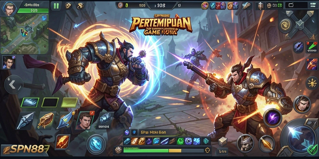 Tampilan gameplay seru dalam SPN88, menampilkan pertempuran sengit antara tim.