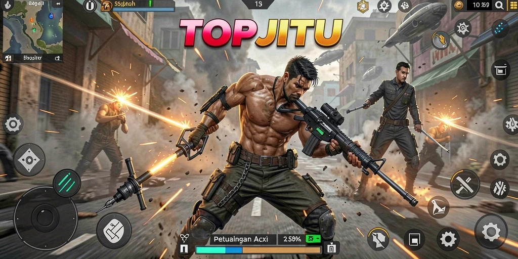 Gameplay TOPJITU yang seru dan penuh aksi.